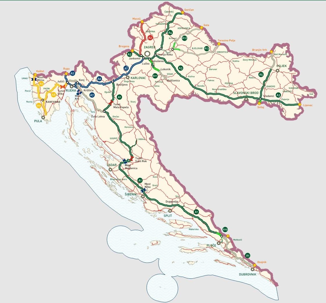 croatian motorways mapa