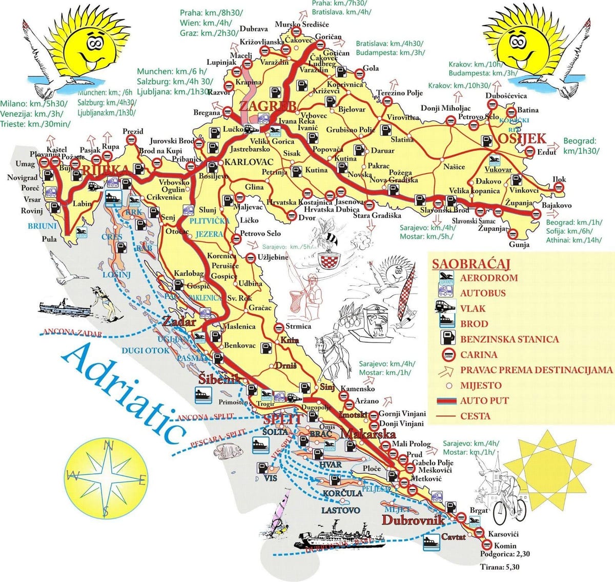 croatia destinasyon holiday mapa