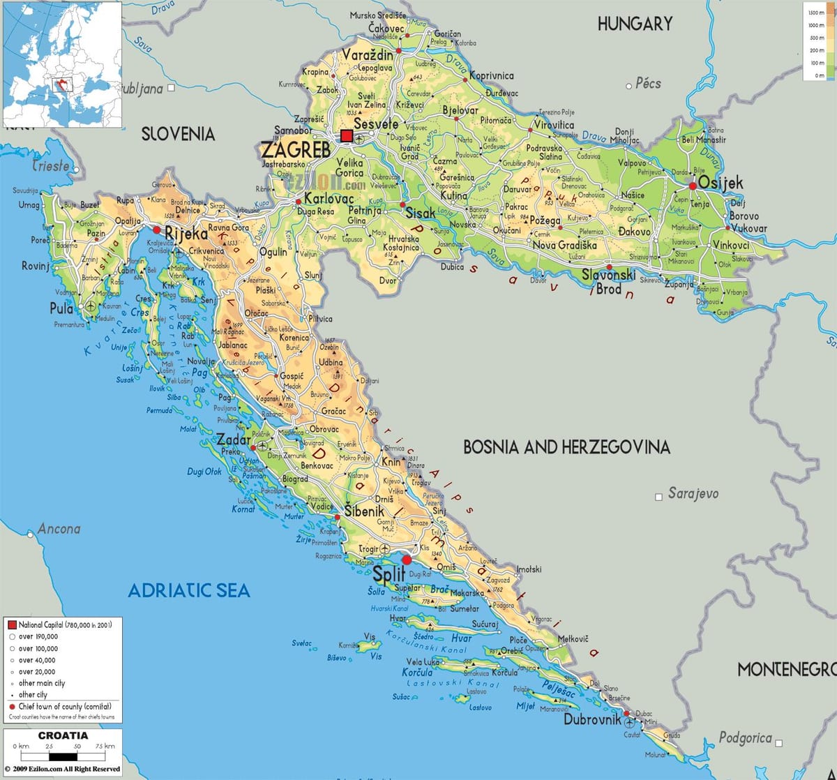 mapa ng croatia ilog