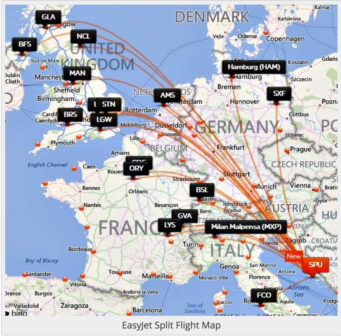 croatia airline destinasyon mapa