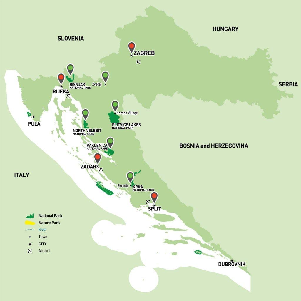 mapa ng croatia pambansang parke 