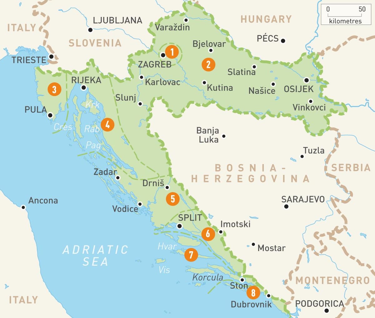mapa ng rehiyon ng croatia