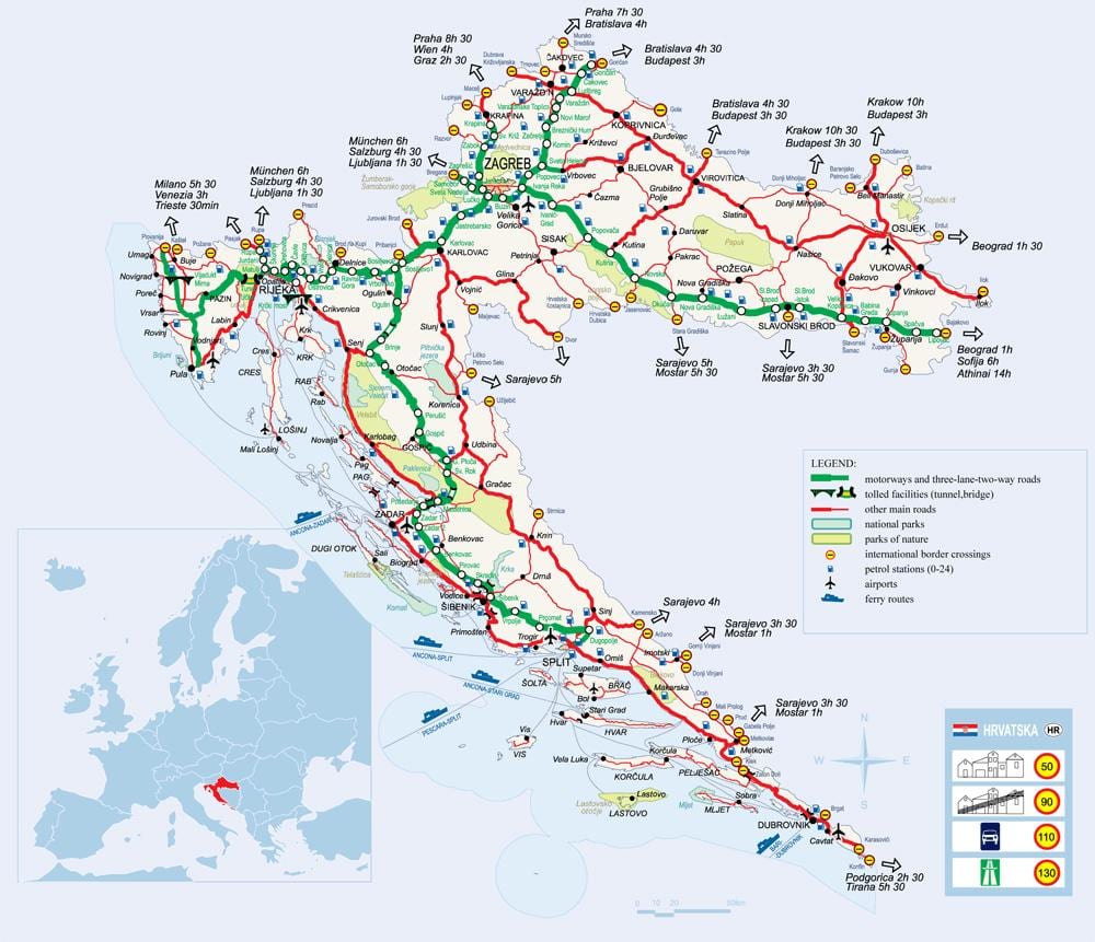 sa pamamagitan ng tren mapa croatia