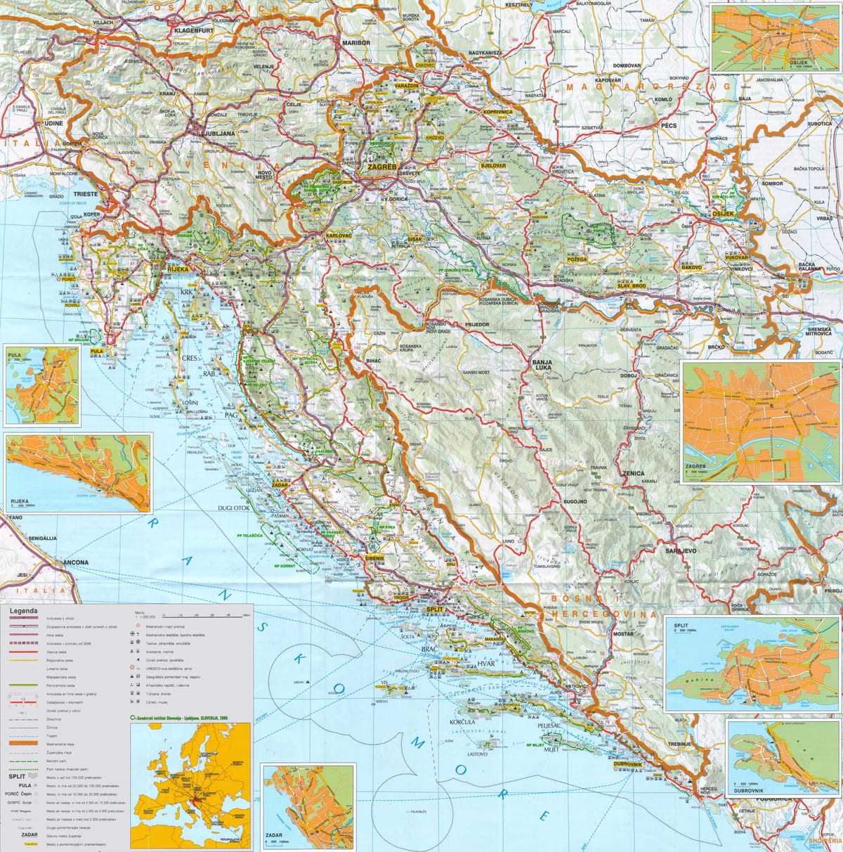 kabisera ng croatia mapa