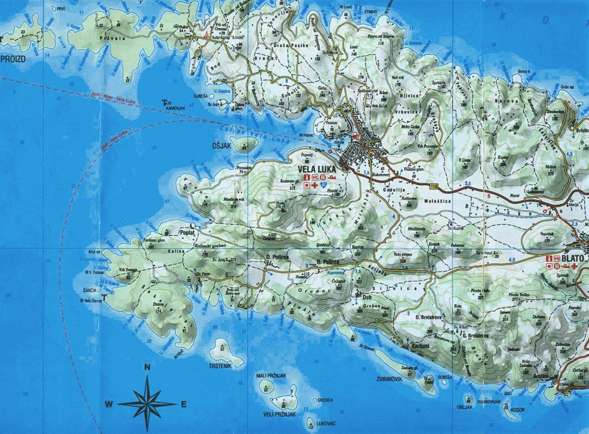 mapa ng korcula croatia