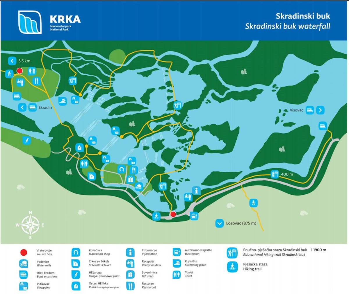 krka national park croatia mapa