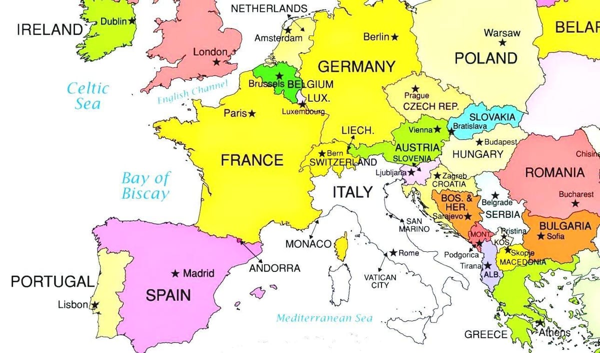 mapa ng europa na nagpapakita ng croatia