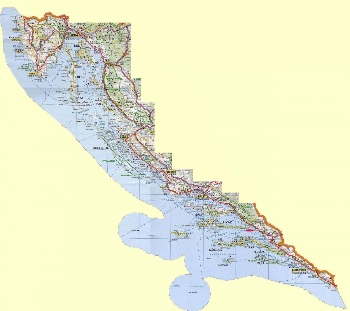 mapa ng croatian baybayin at mga isla