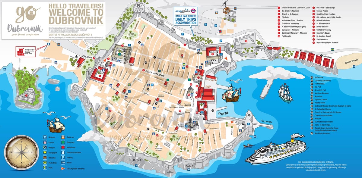 mapa ng lumang bayan ng dubrovnik sa croatia