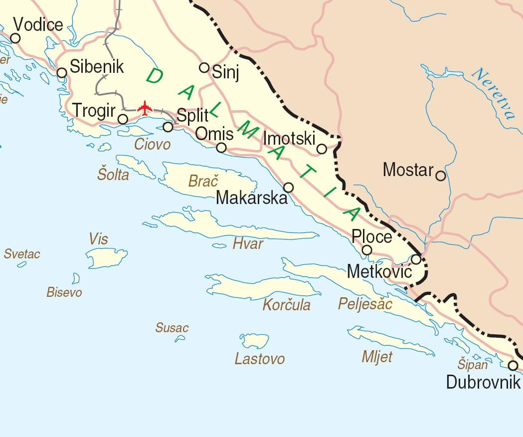mapa ng timog croatia