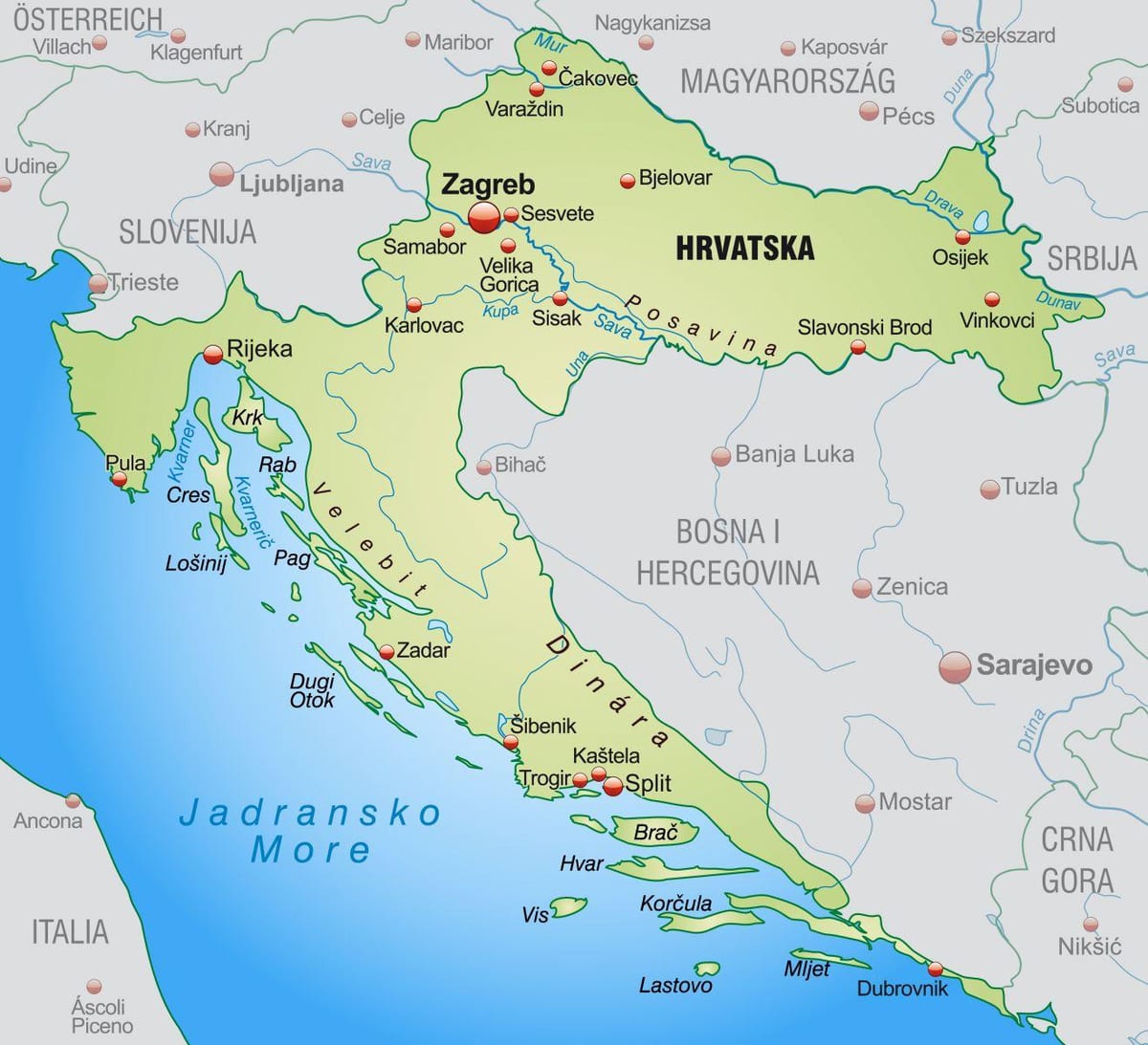 hilagang croatia mapa