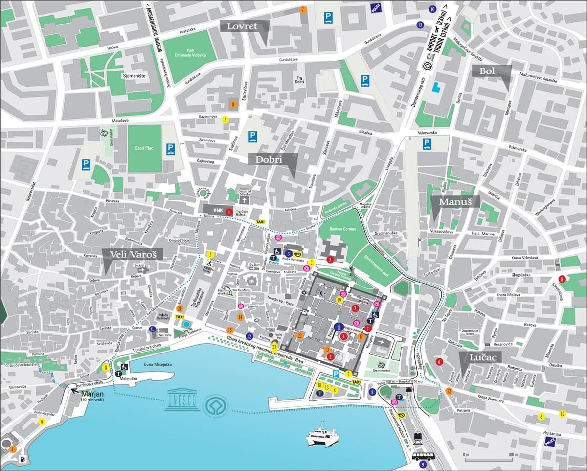 mapa ng lumang bayan split croatia