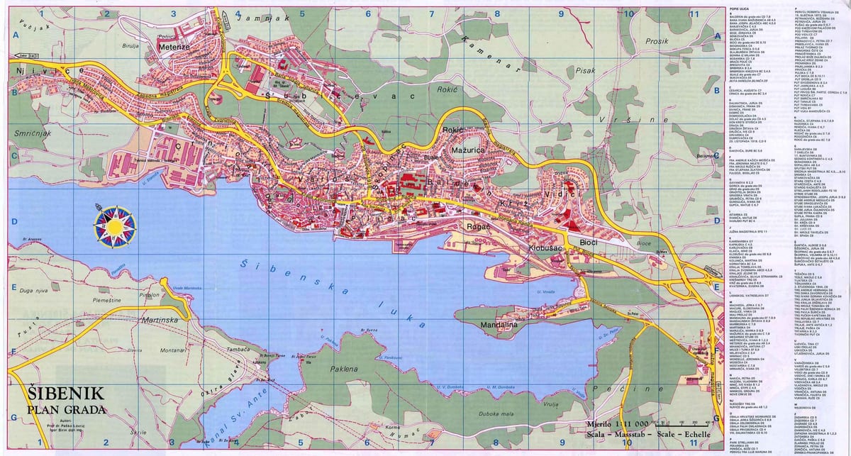 mapa ng sibenik croatia