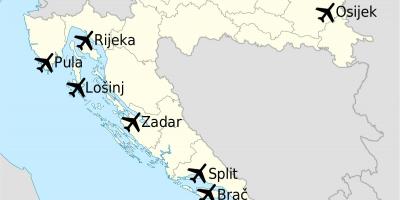 Mapa ng croatia ng pagpapakita ng mga paliparan