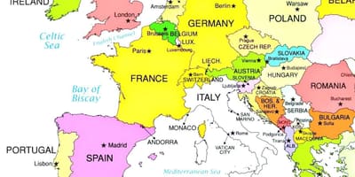 Mapa ng europa na nagpapakita ng croatia