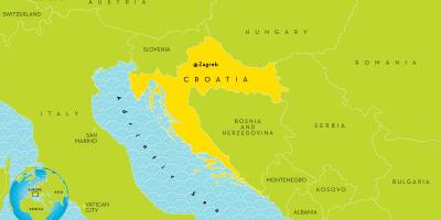 Mapa ng croatia at sa nakapalibot na lugar